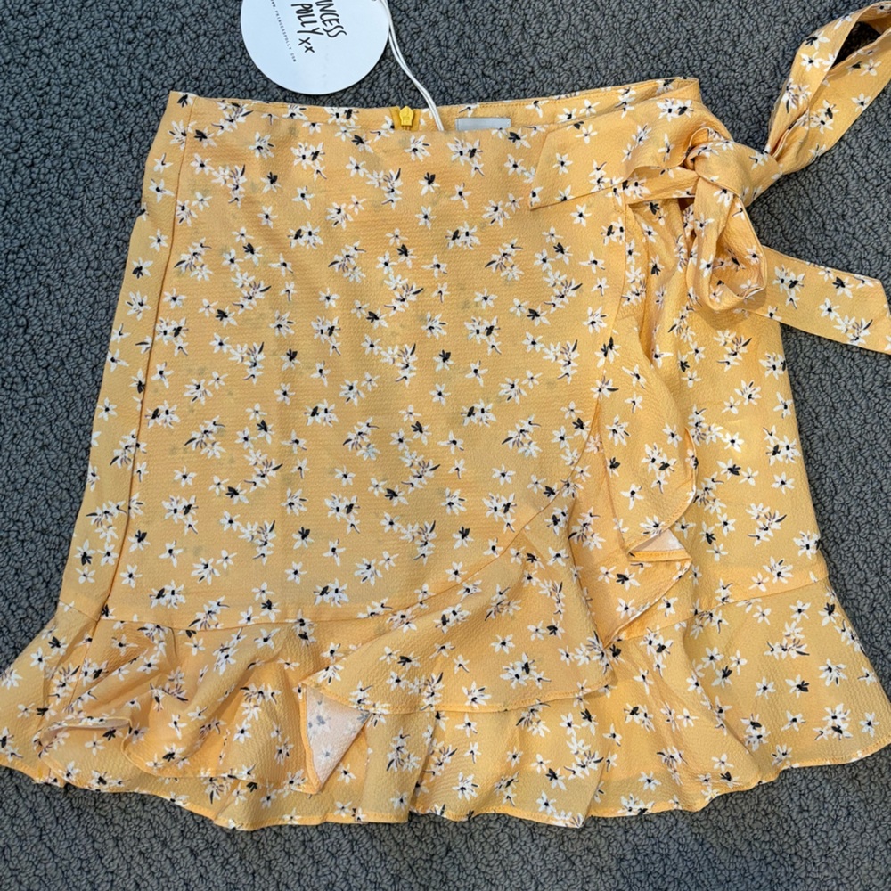 Princess polly mini floral tie skirt yellow